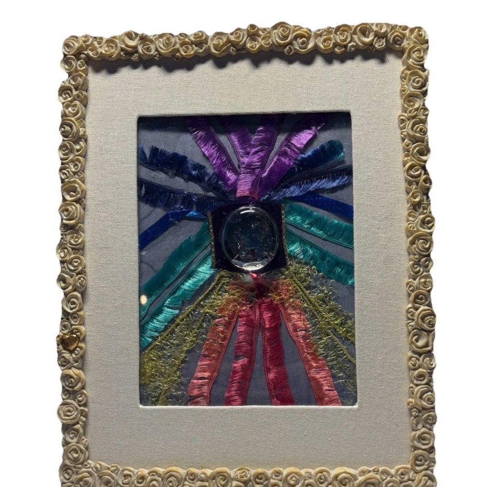 Mixed Media Art Framed in a Willow Tree Cream Rose Frame 8.5x11.5 Original